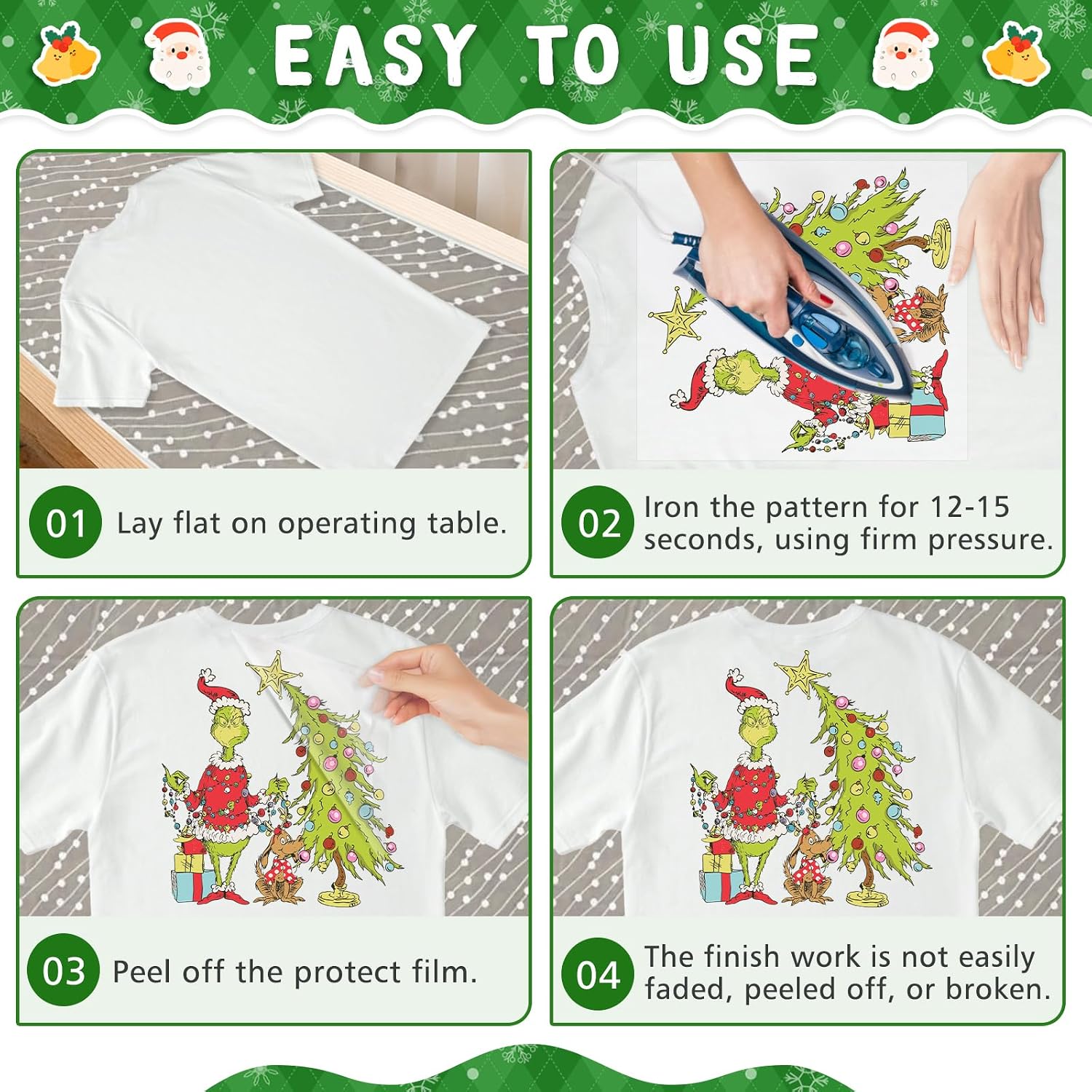 12 Sheets Christmas DTF Transfers Ready to Press Iron on Transfers for T-Shirts, Heat Transfer Vinyl Heat Transfer Stickers Iron on Decals for Xmas Tshirts Clothes Pillow Covers Xmas DIY Crafts