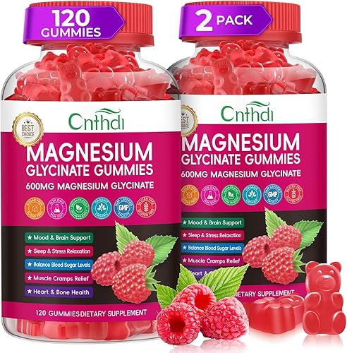 Gomitas de glicinato de magnesio de 600 mg, gomitas de magnesio de alta absorción con L-treonato, calcio, vitamina B6, D3, masticables sin azúcar