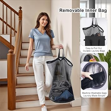Odonata 75L Slim Laundry Hamper with Lid,Large Foldable Laundry Basket with Removable Bag and Handles Tall Collapsible Dirty Clothes Basket Great for Bedroom, Bathroom, Dorm, College,RV.(Black, 75L)
