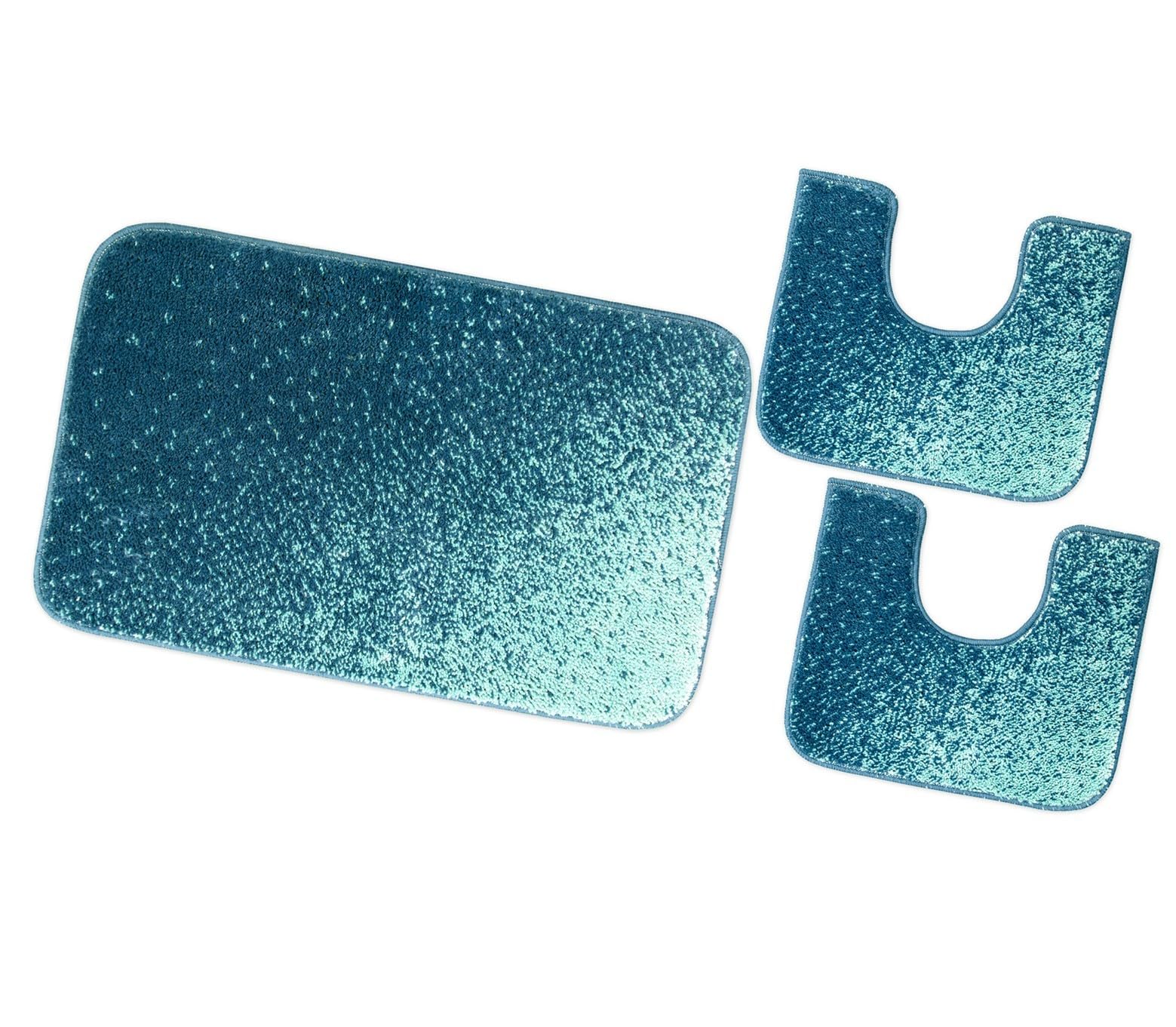 emmevi Tappeto Bagno Set 3 Pezzi Parure Morbido Girowater Assorbente Shaggy Retro Antiscivolo Marrone
