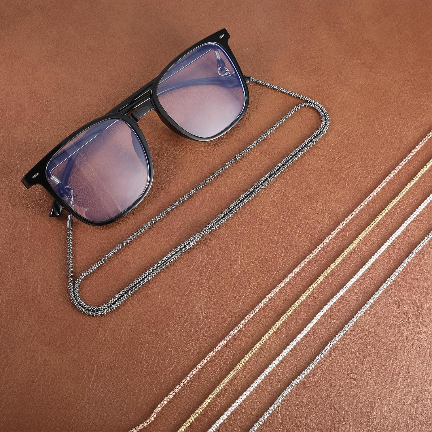 5Pcs Eyeglass Chains for Women Stylish with Anti-Slip Silicone Tips | Chain for Glasses Around Neck Women Metal Sunglasses Chain
