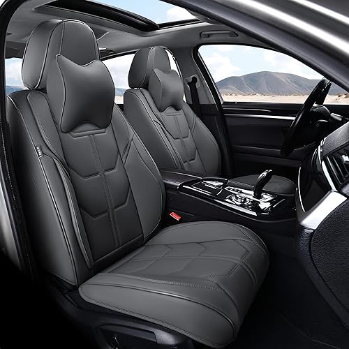 Miniatura 10 de Juego completo de fundas grises para asientos delanteros y traseros, fundas universales para asientos delanteros y traseros para automóviles