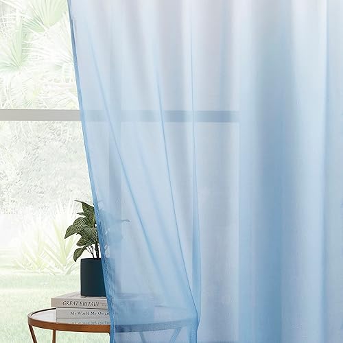Miniatura 10 de Cortinas traslúcidas de gasa degradadas para sala de estar, bolsillo para barra, color gris degradado arrugado, tratamiento de ventana, privacidad