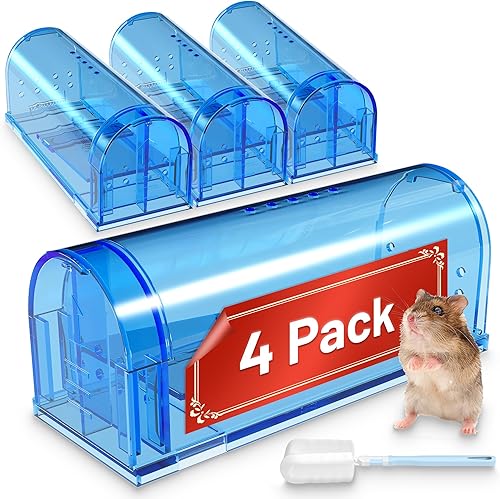 Trampas reutilizables para ratones, trampa para ratones vivos que no matan en interiores para el hogar, trampas para roedores con cepillo de