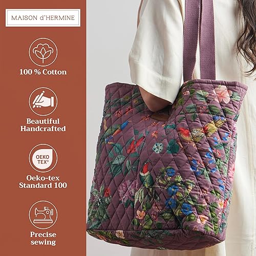 Miniatura 2 de Maison d' Hermine Bolsa de compras acolchada de algodón con bolsillos con cremallera y pequeña bolsa de comestibles para el trabajo, viajes, almuerzo