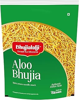 Bhujialalji Aloo Bhujia (pack of 1) 1kg Namkeen made of potatoes,gram flour,Spices and herbs All time favourite indian snacks/Namkeen Ready to eat Crsipy & Light snacks