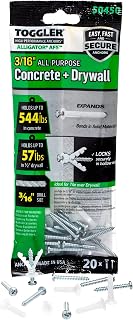 TOGGLER Alligator AF5 Flanged Anchor with Screws, Polypropylene, Made in US, for #4 to #9 Fastener Sizes (20)