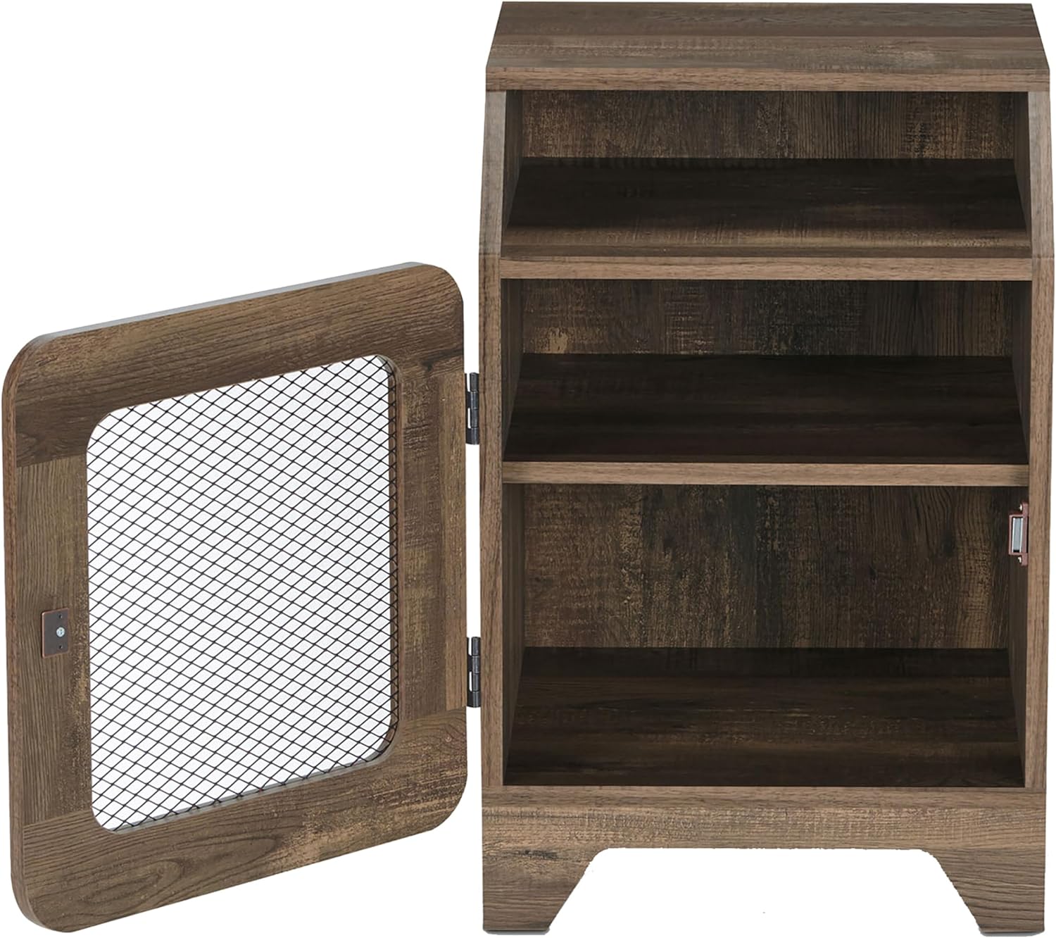 24/7 Shop at Home Ellis Farmhouse Storage Wood 16 in. End Table with Adjustable Shelf for Living Room, Bedroom, Home Office, Oak Brown