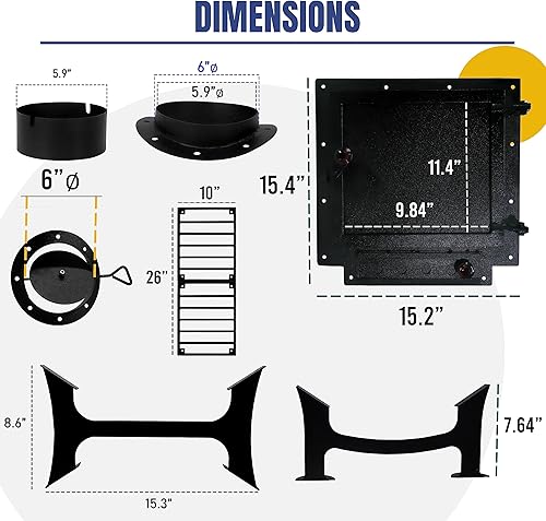 Miniatura 3 de Kit de estufa de leña de barril con kit adaptador y rejilla de barril de quemado, perfecto para barril de 30 a 55 galones, kits de estufa de barril