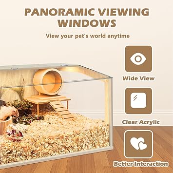 Prolee Hamster Cage Chewproof, Large Hamster Cage,Guinea Pig Cages Openable Top with Acrylic Sheets Solid Built, Hamster Habitat 24
