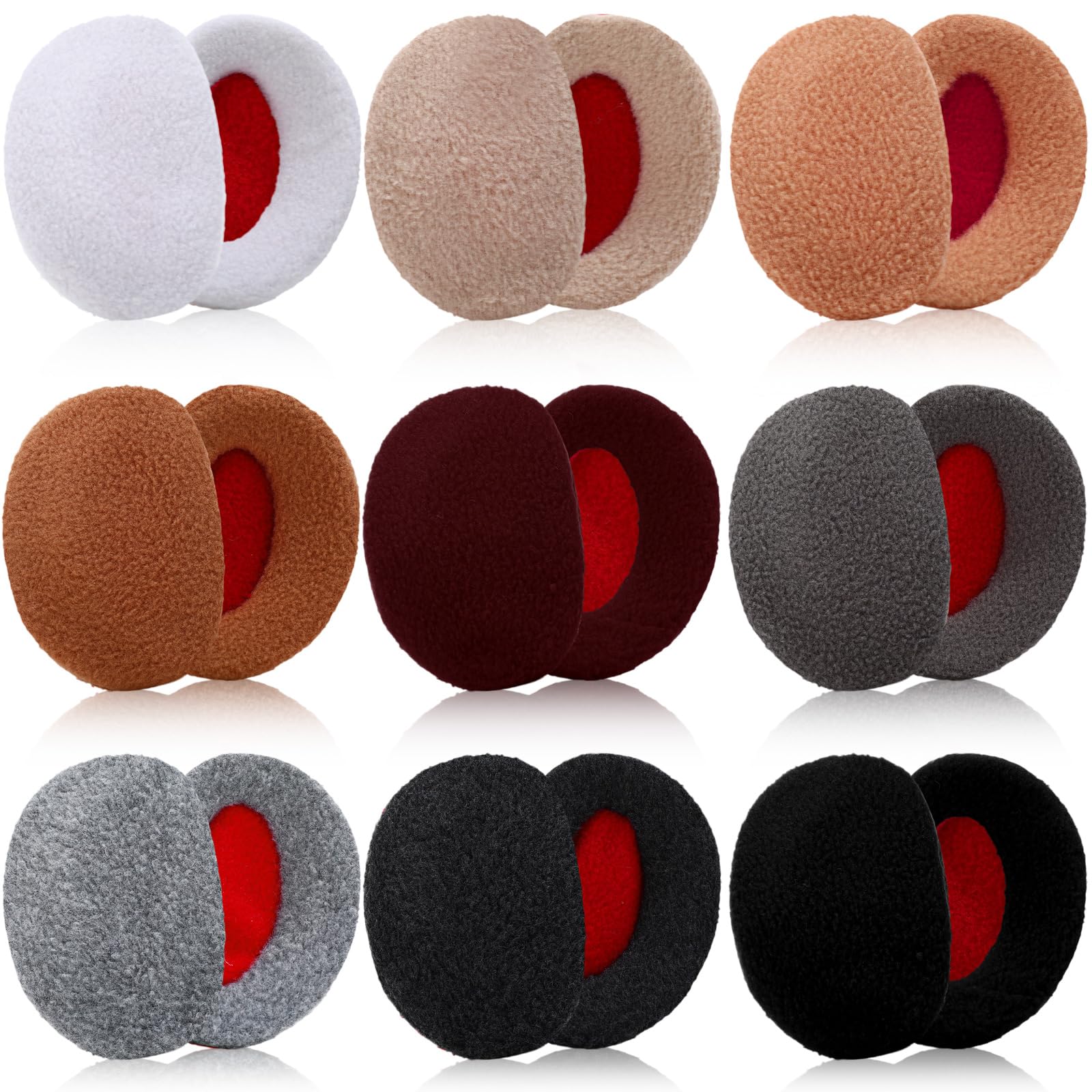 9 Pairs Bandless Ear Warmers/Earmuffs Winter Ear Covers Outdoor Fleece Ear Muff for Women Men(Earth Colors,Fleece)-image-42