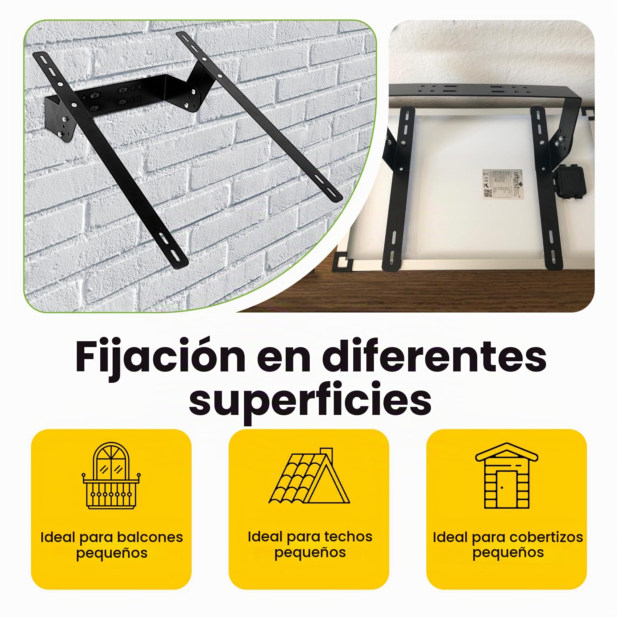 Offgridtec pared Set de montaje de soporte para módulos solares panel solar, 20 – 50 W, aluminio, 1 pieza, 006520