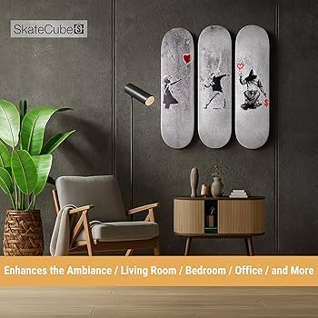 Amazon.com: Skateboard Canvas Wall Art - Banksy 3 Piece Set on 7
