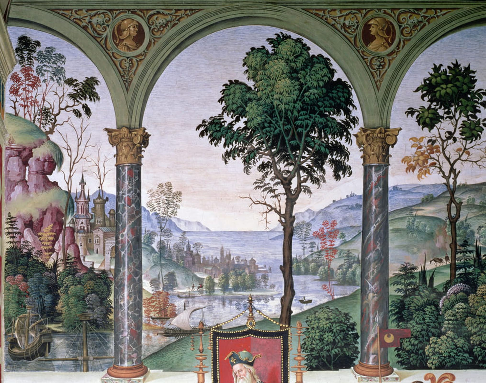 ARTXLXXBN Famous Painting Art Wall Decor Abstract Art Picture Background Landscape Seen Through the Loggia by Bernardino Di Betto Pinturicchio Animal Pictures for Home Decor 60x90cm
