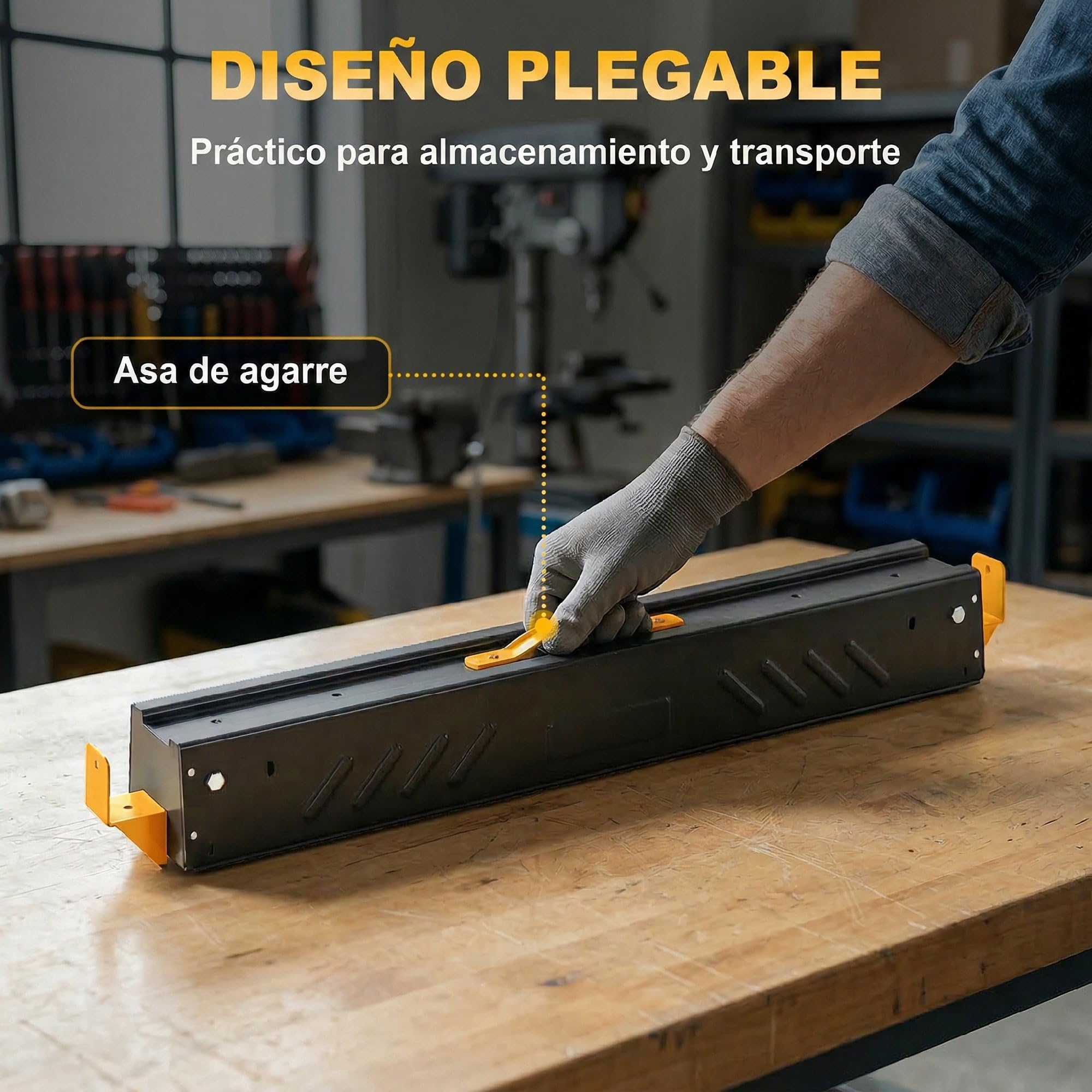 HOMCOM Set de 2 Caballetes para Sierra Plegables, Banco de Trabajo, Altura Ajustable, para Madera 2x4, con Asa, Ganchos, Base Antideslizante, para Carpintería y Bricolaje, Soporta hasta 500 kg, Negro