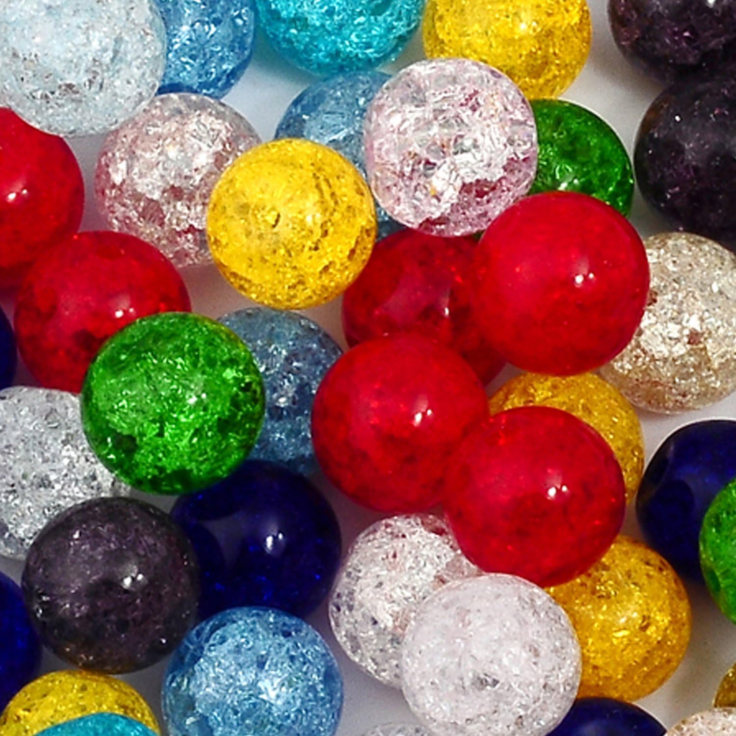 RUBYCA Assorted Mixed Round Druk Crackle Czech Crystal Glass Beads for Jewelry Making (6mm, 200pcs)