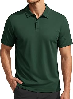 TACVASEN Polo Shirts for Men 2 Buttons Collared Shirts for Men Short Sleeve Business Casual Breathable Pique Polo