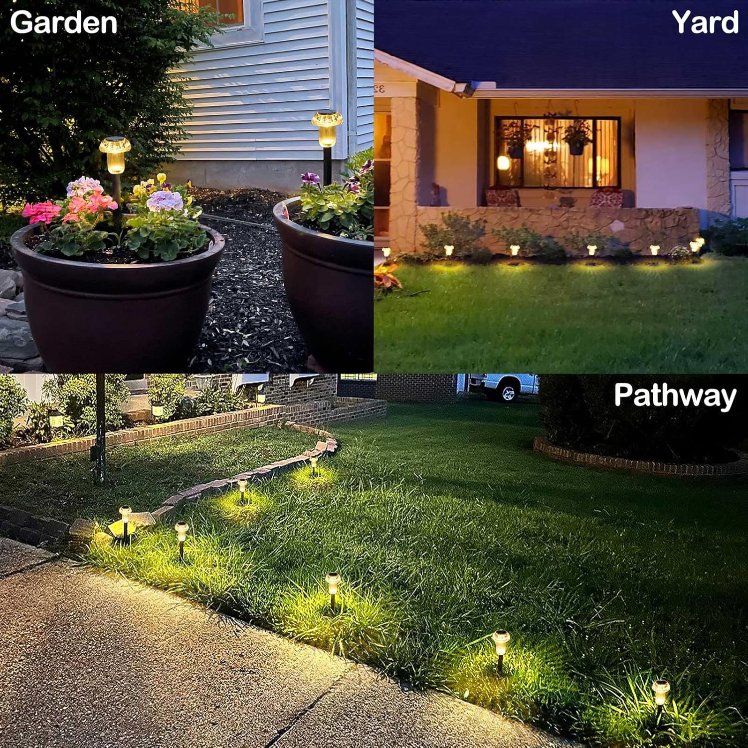 Solar Pathway Lights Outdoor 16 Pack Solar Mushroom Lights Outdoor Outside LED Lighting Stake Waterproof for Path, Lawn, Garden,Driveway, Landscape,Backyard,Courtyard(Warm White)