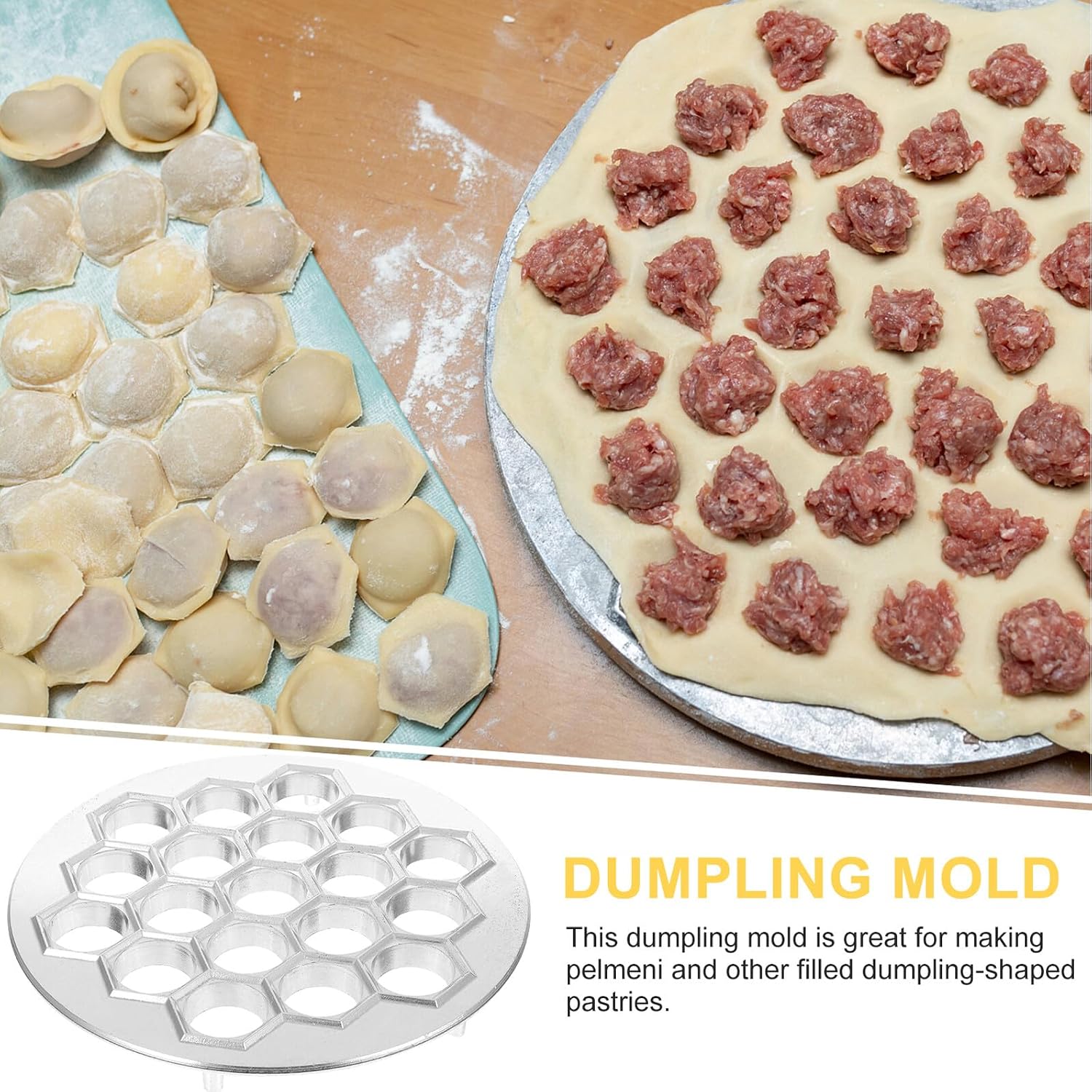 Generic Aluminum Alloy Russian Dumpling Mold Makes 19 Dumplings Simultaneously for Household Kitchen and Party