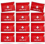 12 Paquet de trousses de premiers soins Sac vide Pochette de premiers secours, Mini Trousse de premiers soins Sacs en vrac Taille de voyage pour la maison Bureau Voiture Affaires Extérieurs Camping Randonnée à vélo (Rouge, Sac seulement)