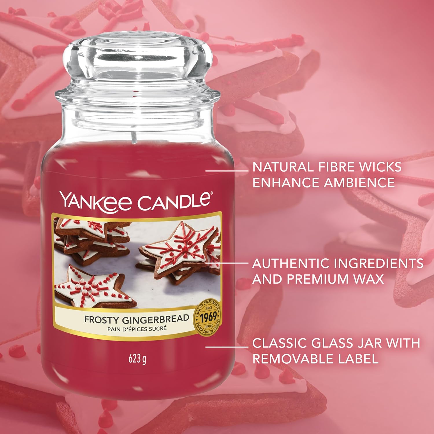 Yankee Candle Scented Candle | Frosty Gingerbread Large Jar Candle | Burn Time: up to 150 Hours