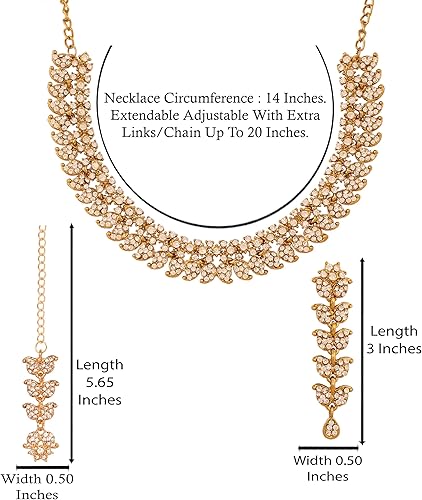 Miniatura 5 de Touchstone Conjunto de joyas indias para mujer, collar de boda, collar de oro, gargantilla de bollywood, aretes de diamantes de imitación, disfraz