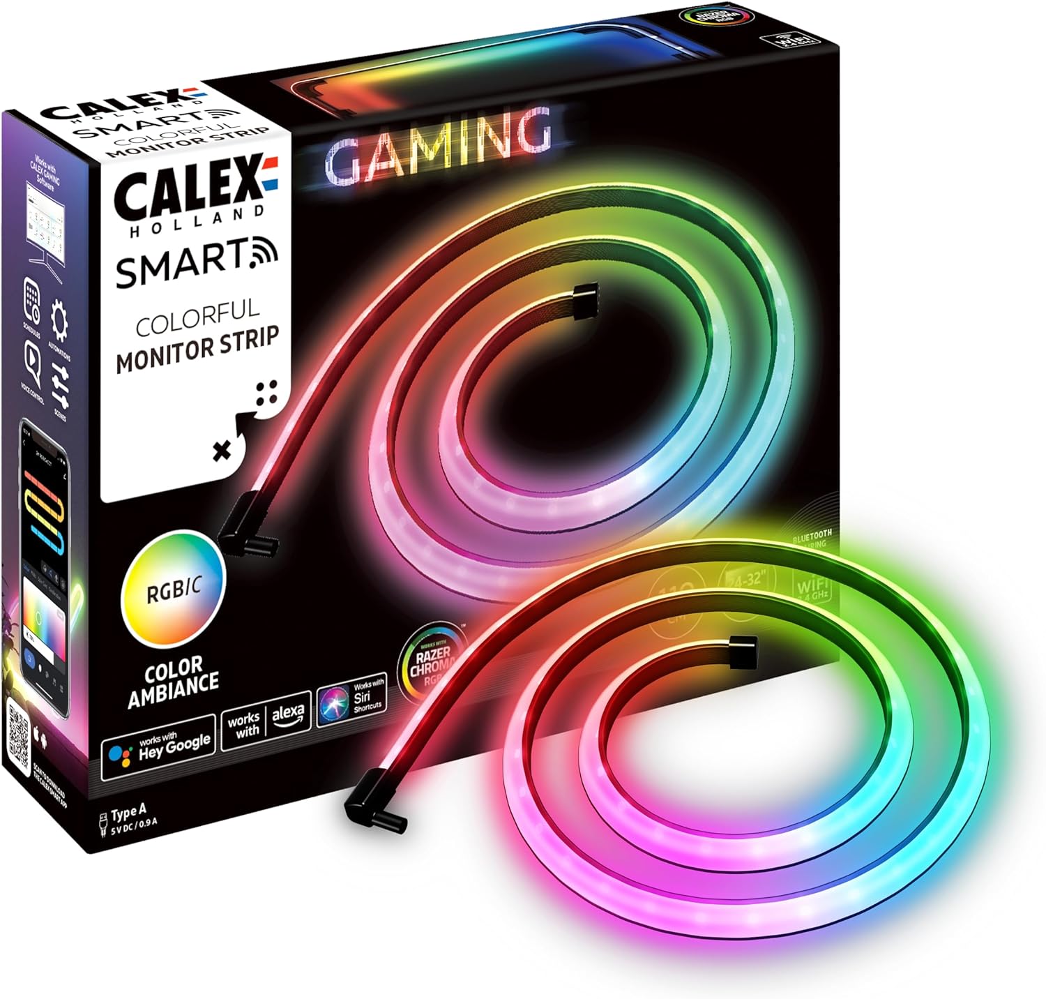 CALEX – Gaming Strip Mild for Monitor, Razer Chroma Appropriate, Good Dwelling, RGBIC Synchronization for PC, 110cm