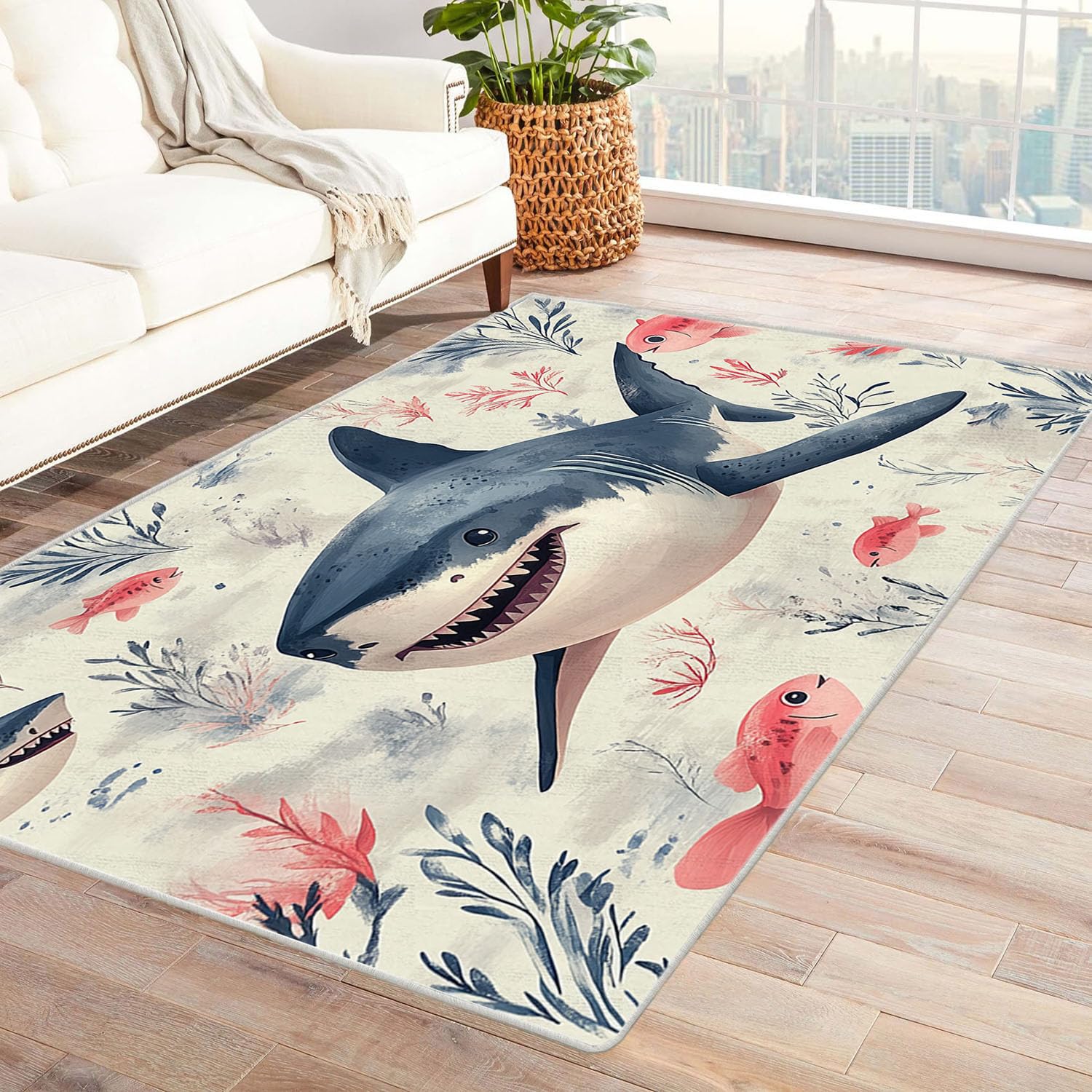 Tapis de salon bleu pour chambre et cuisine boheme chic
