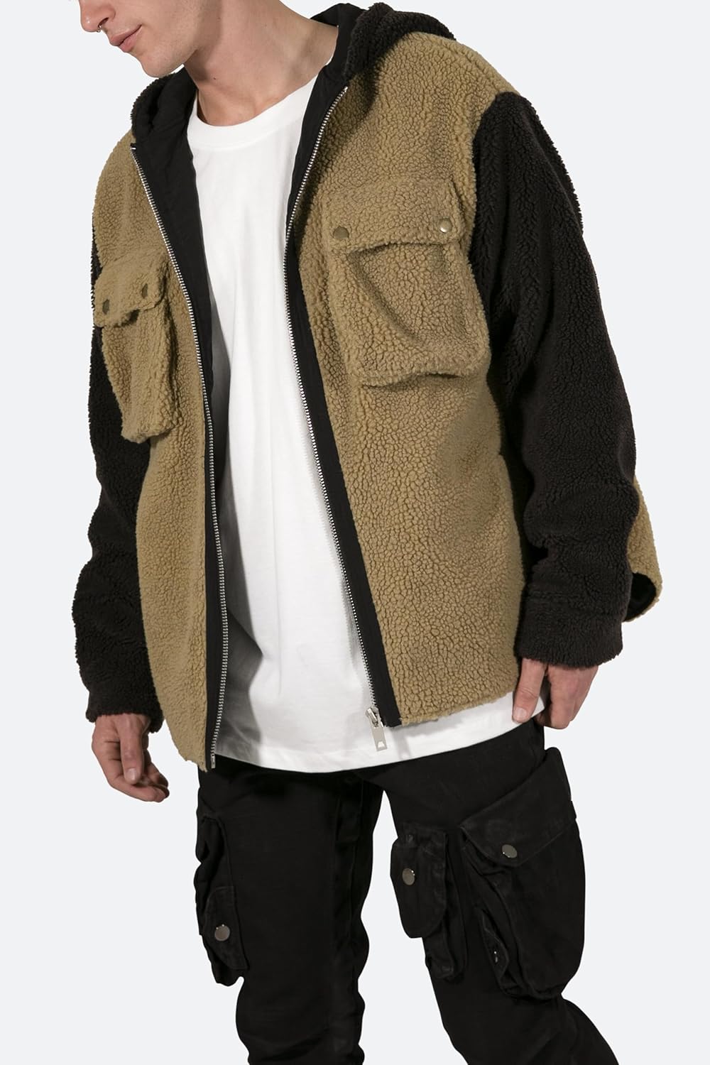 mnml Men's Two Tone Sherpa Zip Up Hoodie