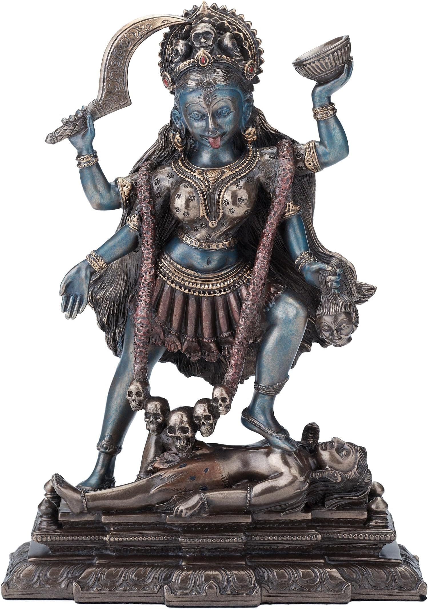 Veronese Design Kali Hindu Goddess Standing On Lord Shiva Statue