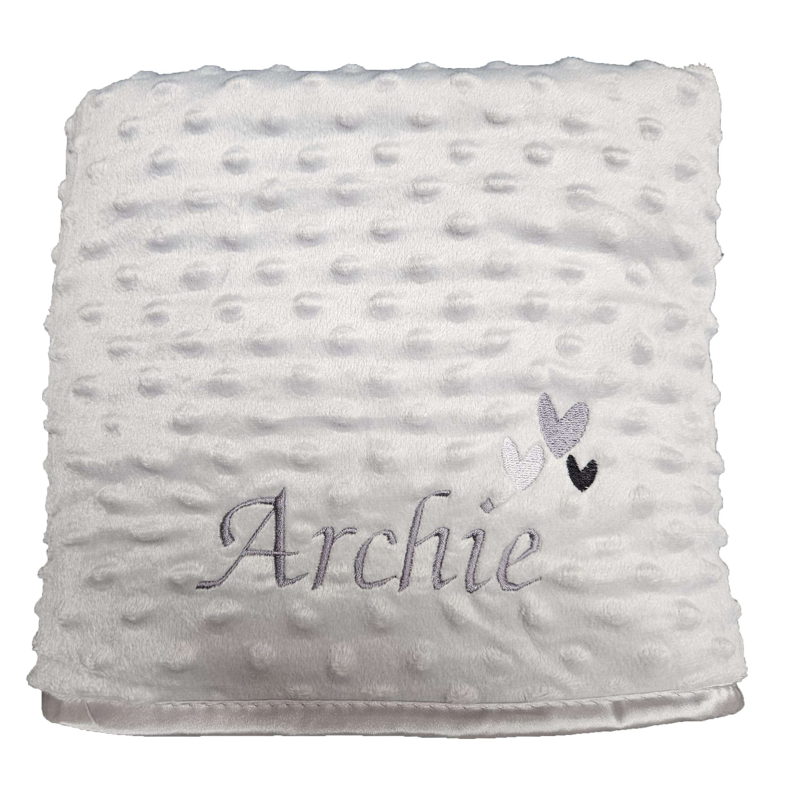 Personalised embroidered baby bubble luxury blanket baby boy girl neutral gift (Grey)