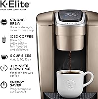 Vista 3 de Keurig K-Elite - Cafetera de cápsulas K-Cup de una sola porción, oro cepillado y K-Mini cafetera de una sola porción, gris estudio, tamaños