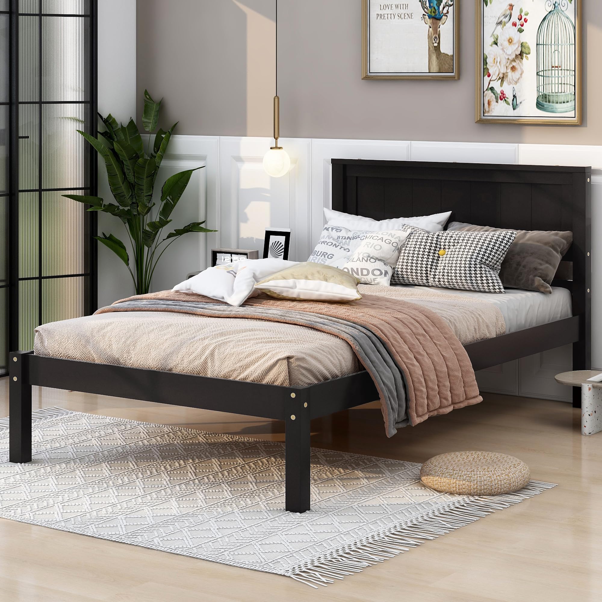 Amazon.com: Merax Wood Platform Bed with Headboard, Platform Bed