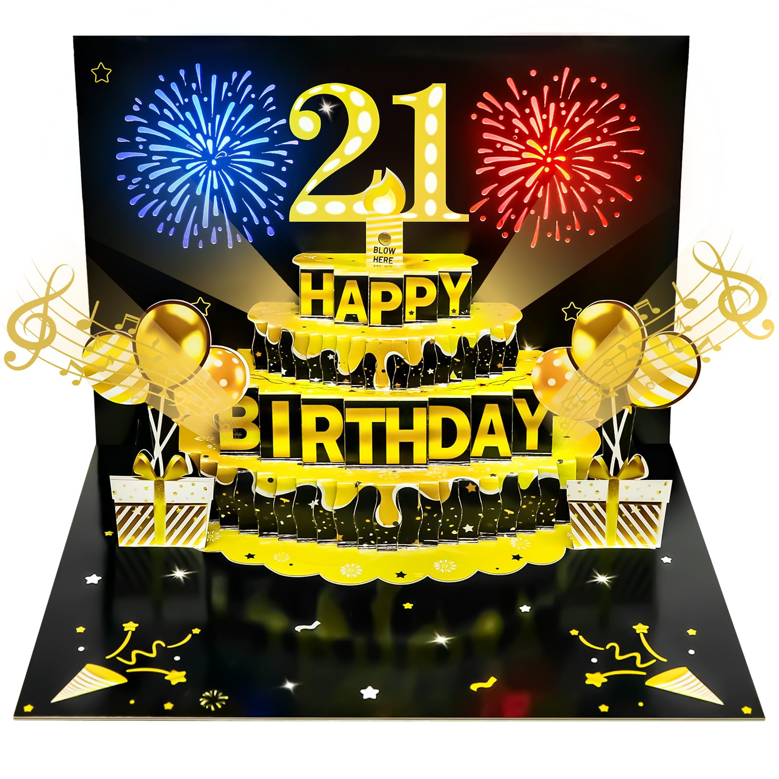 Eiurteao 21st Birthday Card Black Gold