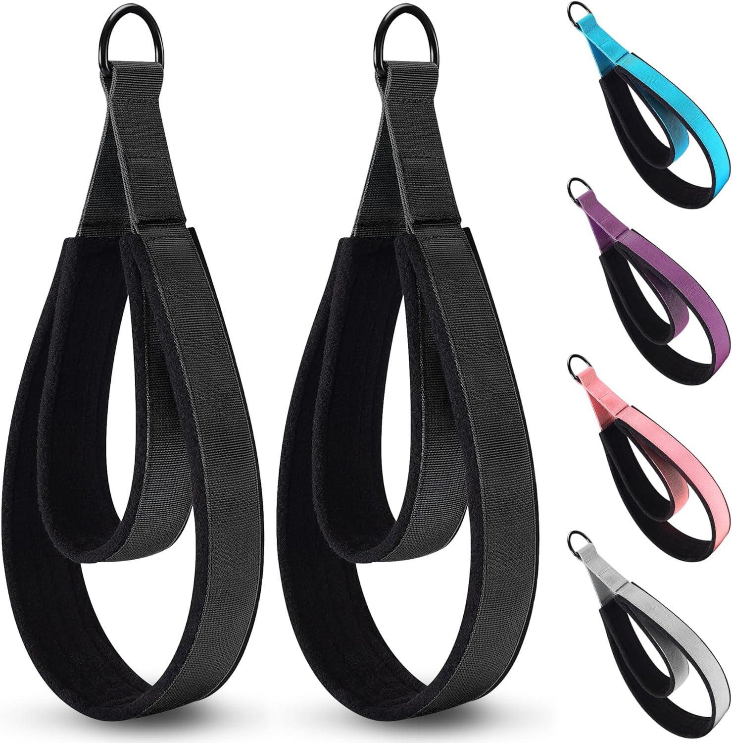 2PCS Comfortable Enhanced Thickness Pilates Double Loop Strap – D-Ring Strap for Home Gym & Yoga Workout Accessories