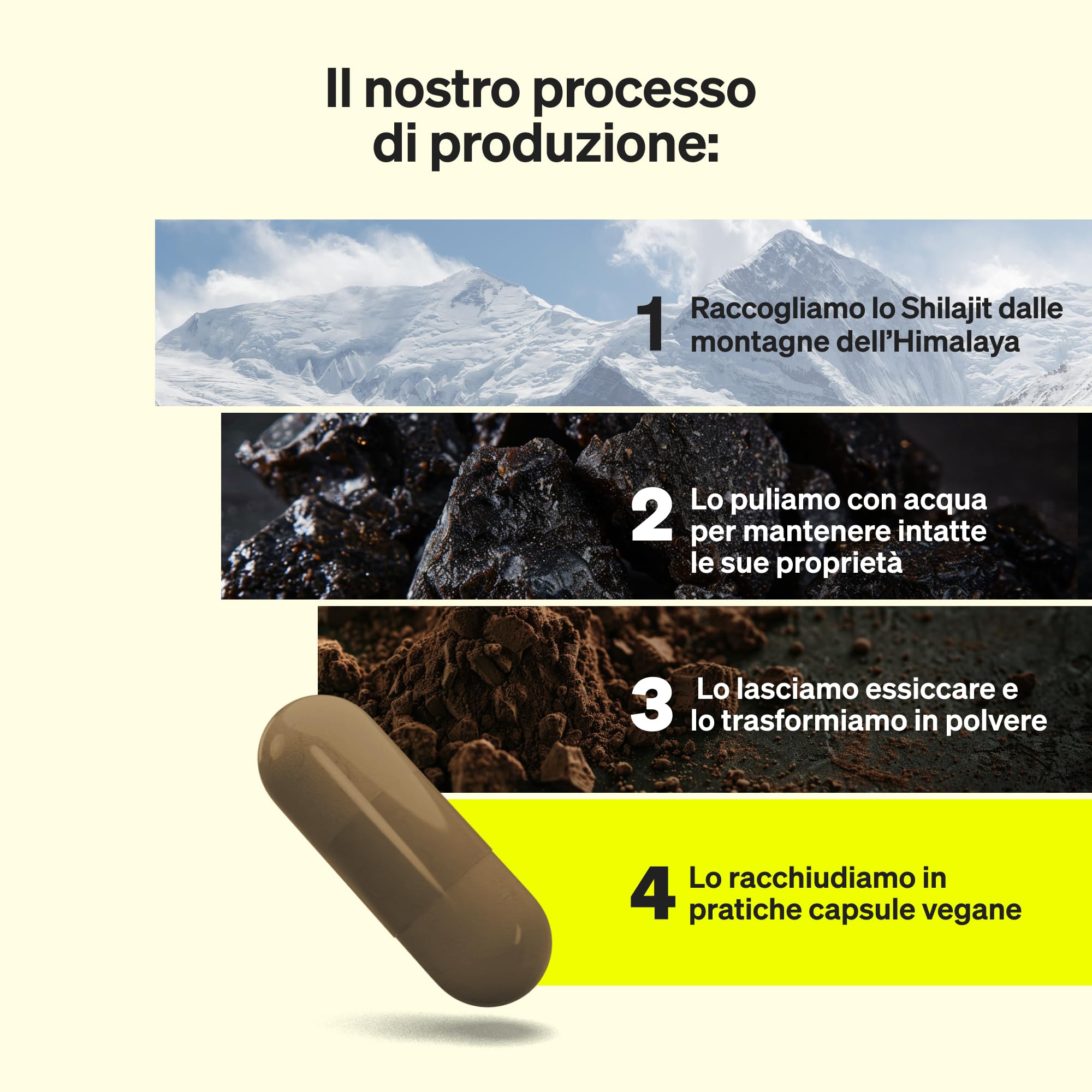 Integratore di Shilajit 1300 mg per Dose - 120 Capsule Vegane - Privo di Additivi - Prodotto in Germania e Testato in Laboratorio