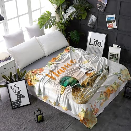 Miniatura 214 de Manta personalizada con diseño de jirafa y elefante, manta de franela suave, acogedora y ligera con nombre para sofá, cama, sofá, regalo, unisex