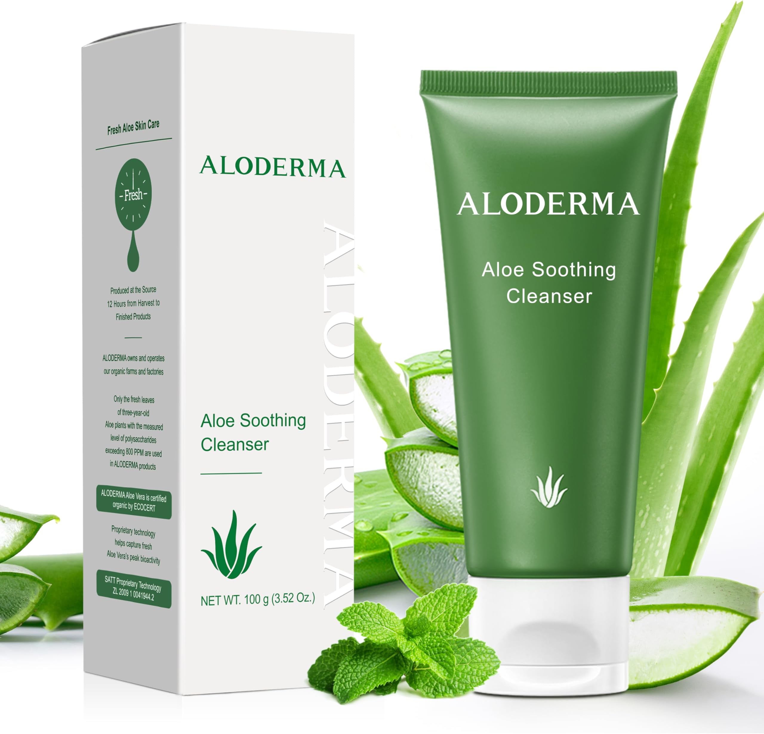 Soothing Cleanser for Sensitive Skin Made with 76% Organic Aloe Vera and Allantoin to Calm & Gently Cleanse Damaged Skin, 3.5oz