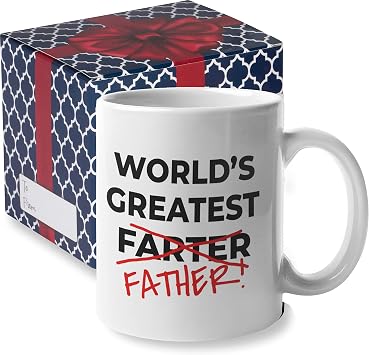 Worlds Greatest Farter Funny Fathers Day Coffee Mug | Best Farter Ever Coffee Cup - Funny Fathers Day Mugs from Son Daughter Kids | Cool Christmas Presents Fun Birthday Gag Gifts WGF White