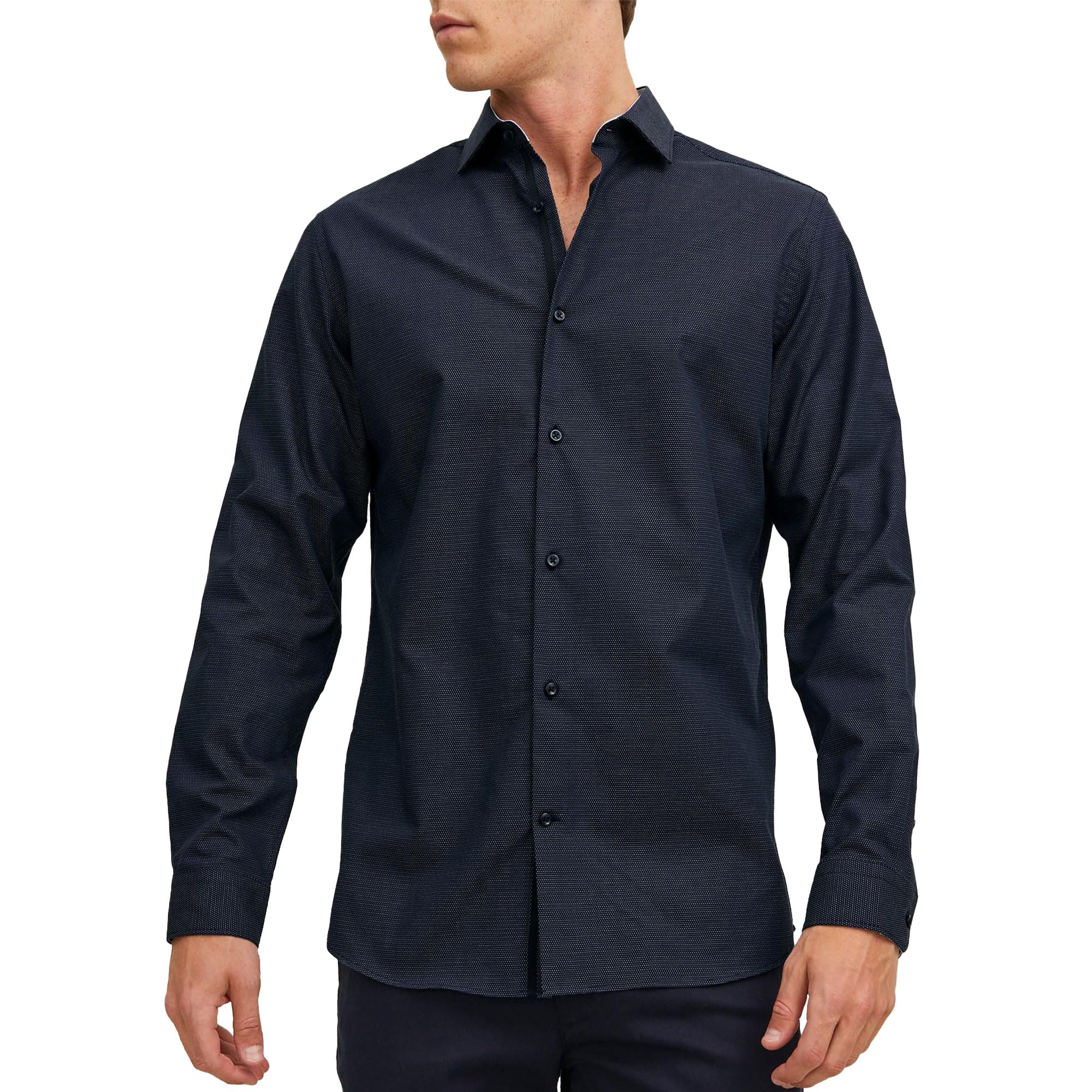 JACK & JONES Men's Jprblaparker Detail Shirt L/S Noos Casual, Perfect Navy/fit: Slim fit, L