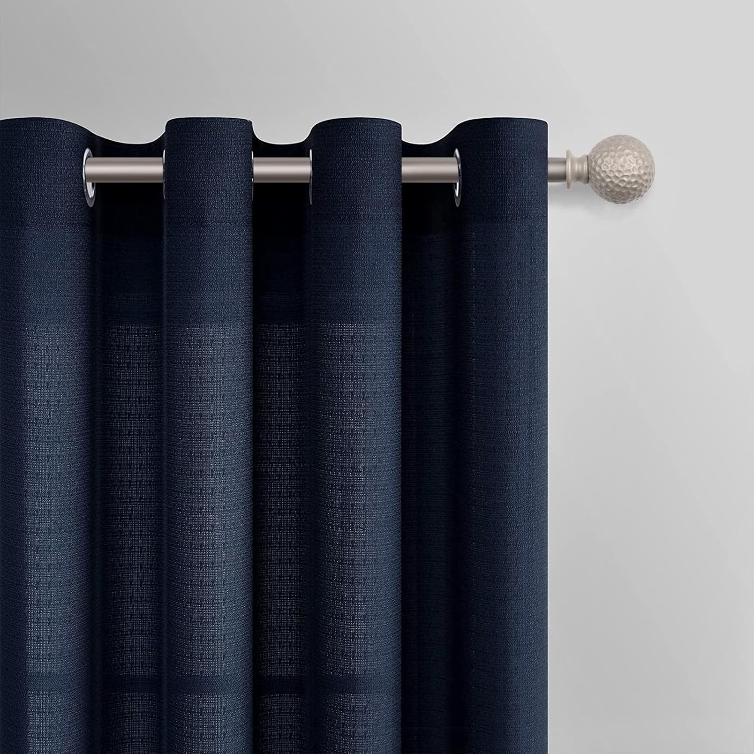 SZXIMU Curtain Rod 5/8 Inch Single Drapery Rods for Windows with Hammer Texture Finials, 48-86", Nickel