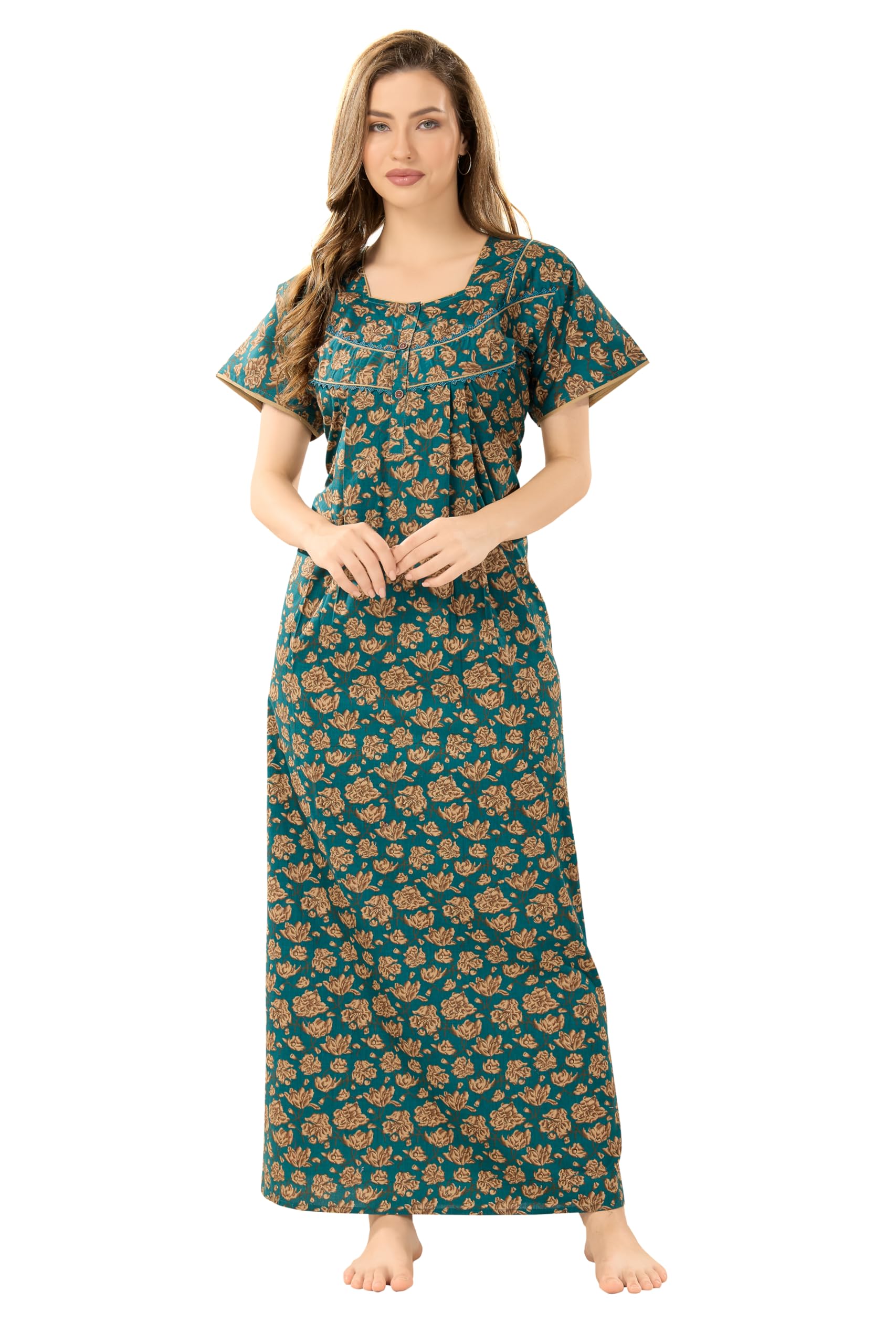 soulemo Women's Premium Cotton Floor Length Nighty 1711-picture-37