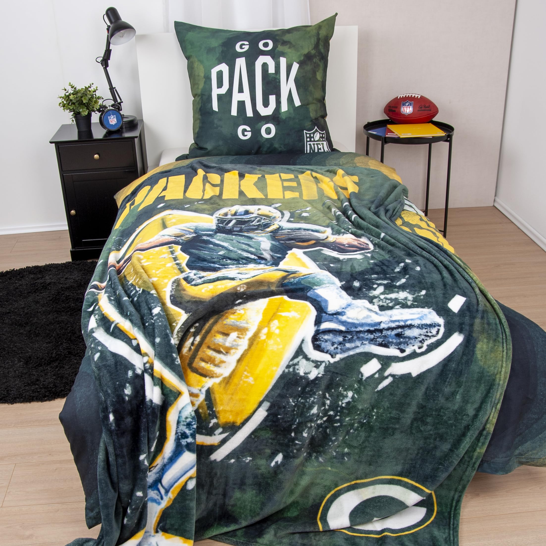 Herding Coperta Wellsoft NFL Packers, 150 x 200 cm, Morbida e Confortevole, Poliestere