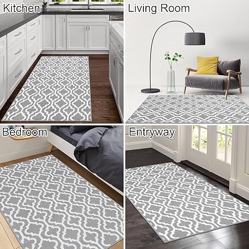 Miniatura 37 de HEBE Tapete para puerta interior, 20 x 32 pulgadas, antideslizante, para puerta delantera, lavable, atrapador de suciedad para entrada, tapete