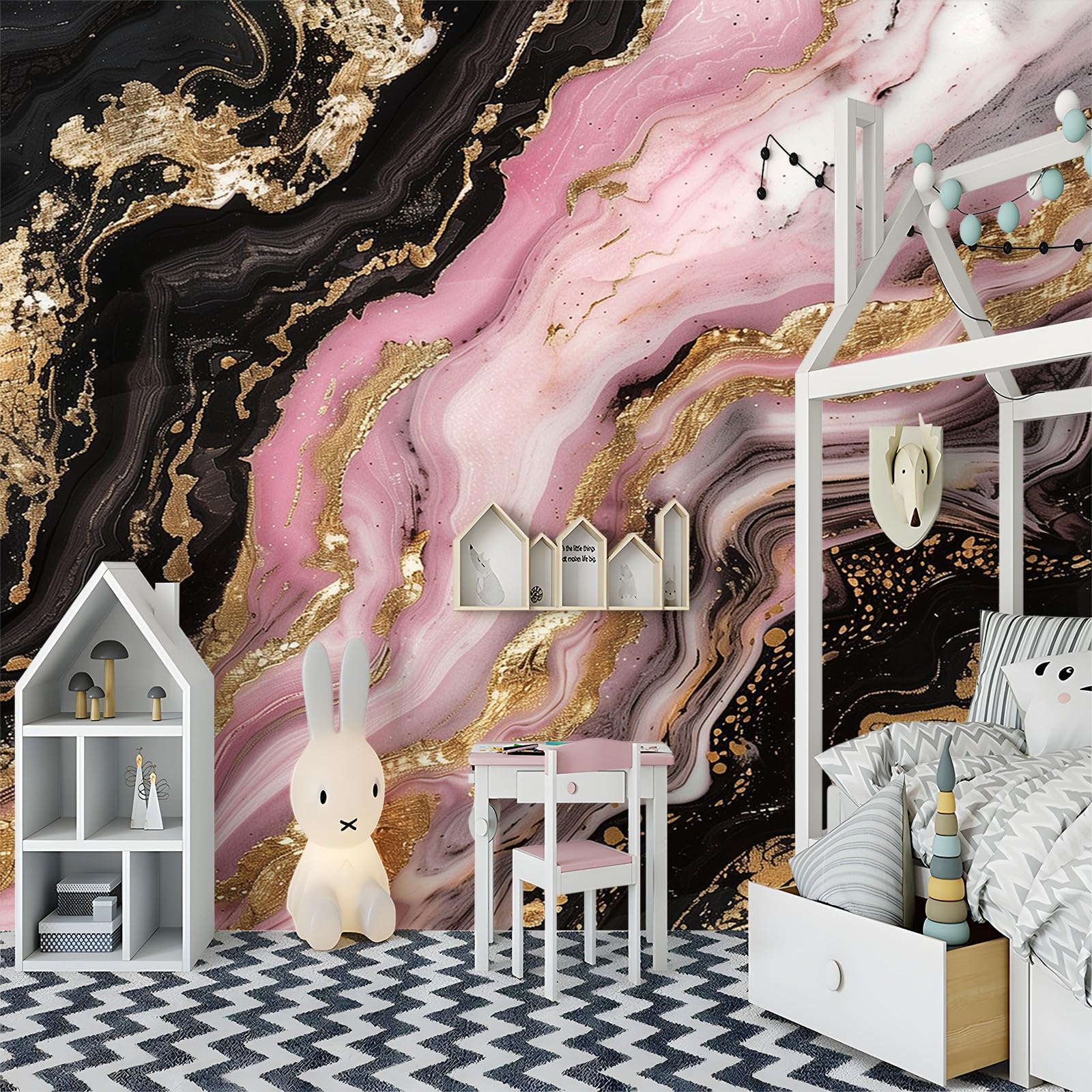 Papel pintado fotográfico de mármol rosa negro 350 x 256 cm, arte Prin no tejido, respetuoso con el medio ambiente, póster fotográfico para comedor, cocina, decoración del hogar