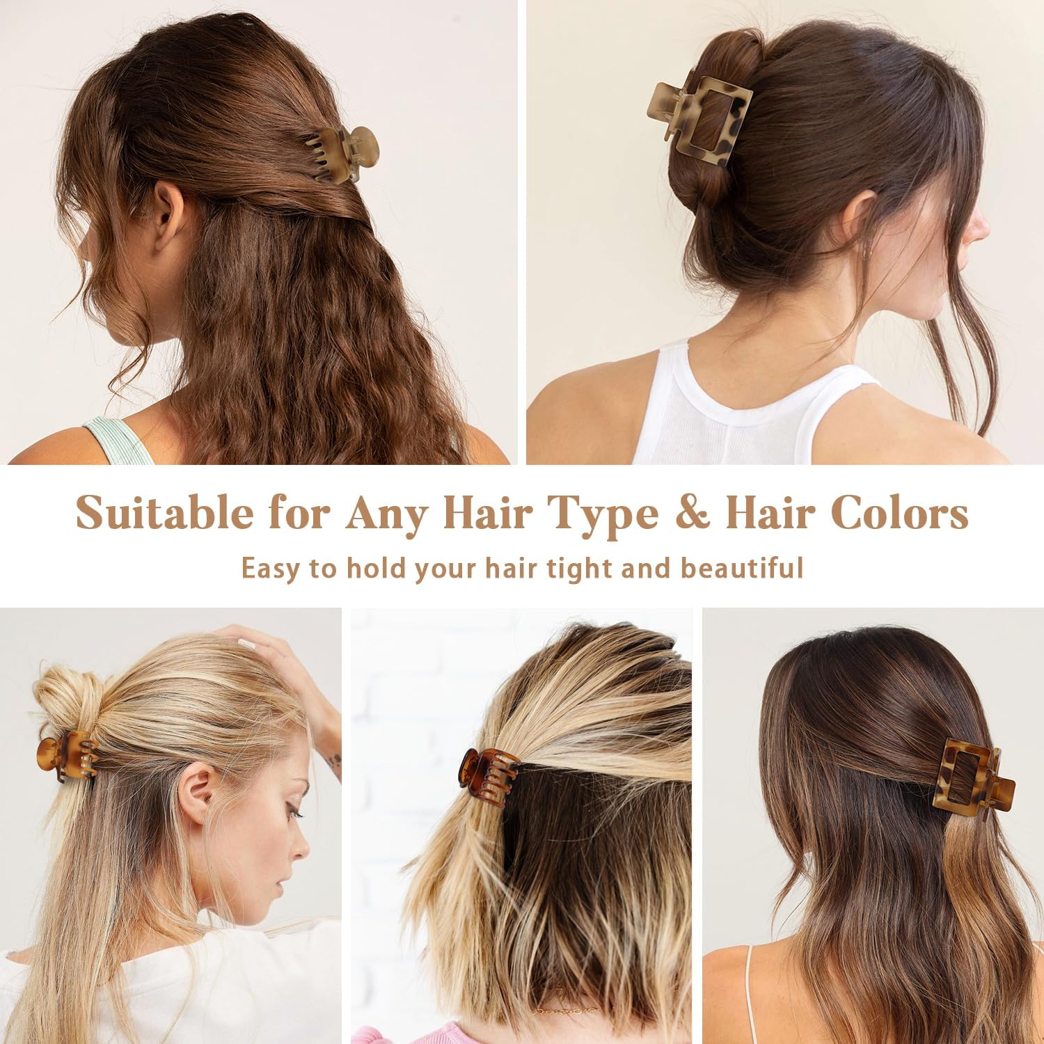 8 pinzas pequeñas para el cabello para mujeres y niñas, pinzas cuadradas medianas para cabello fino, fino y corto, bonitos clips antideslizantes con estampado de leopardo, ideales para cabello medio 7