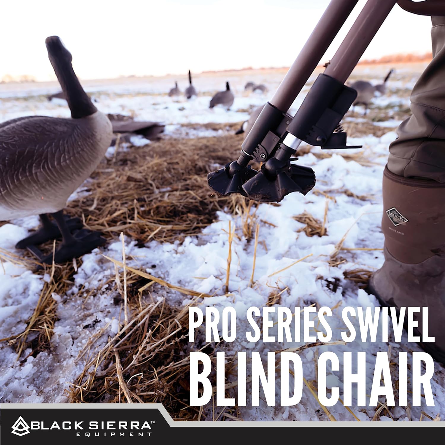 Black Sierra Silent Swivel Hunting Chair with Padded Seat, Headrest, and Detachable Lumbar Support, Heavy Duty Steel Frame, All-Terrain Feet, Cup Holder and Tray - Image 5