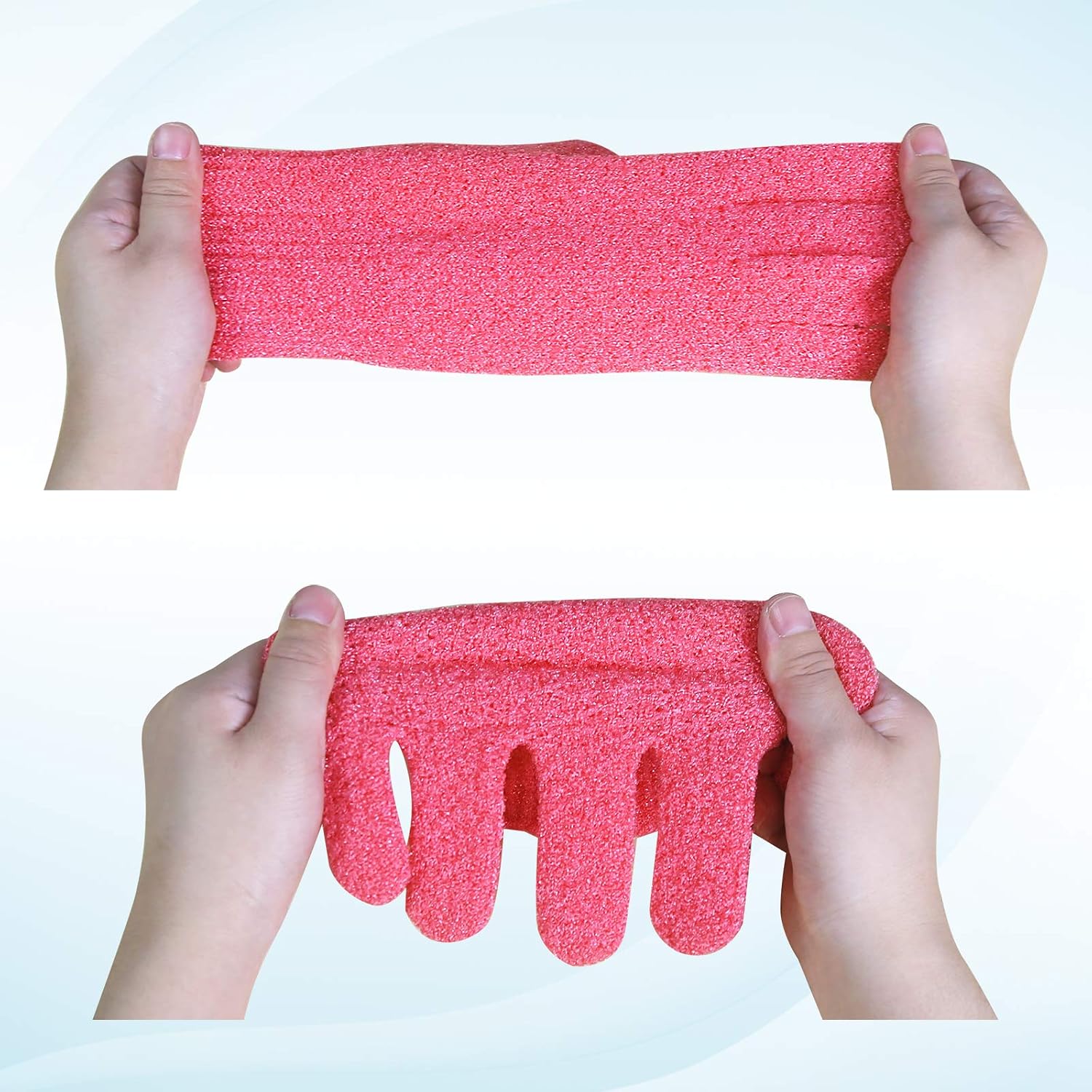 Evridwear Exfoliating Gloves for Shower, 100% Nylon Thick Soft Medium Heavy Bathing Gloves Dead Skin Remover Body Scrubber Smooth Skin with Hang Loop, 3 Pairs Heavy Hot Pink