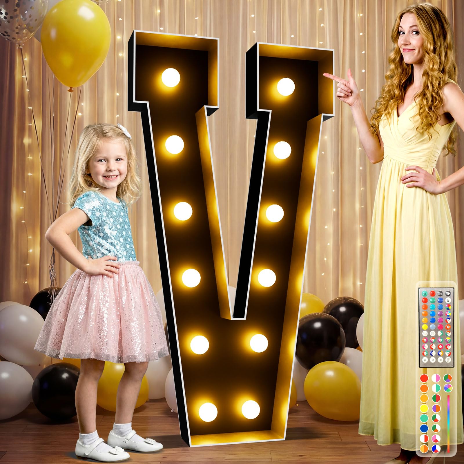 Photo 1 of Ledido 4FT RGB Marquee Light Up Letters V, Black Marquee Letters for Party