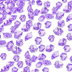 DomeStar 550PCS Purple Vase Fillers, Acrylic Fake Crushed Ice Rocks Purple Gems Crystals Plastic Diamonds for Vase Fillers Centerpiece Lilac Lavender Theme Birthday Weeding Table Scatter Decoration